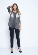 outfit featuring the Pull-On Straight Leg Pant in grey by Picadilly Canada