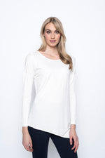 Asymmetric Hem Top in white by Picadilly canada