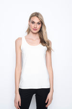 Scoop Neck Tank in white by Picadilly canada