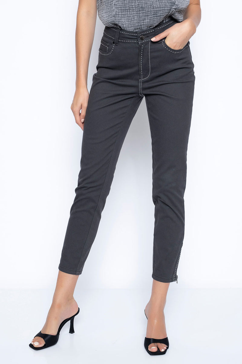 Contrast Stitch Jeans in charcoal