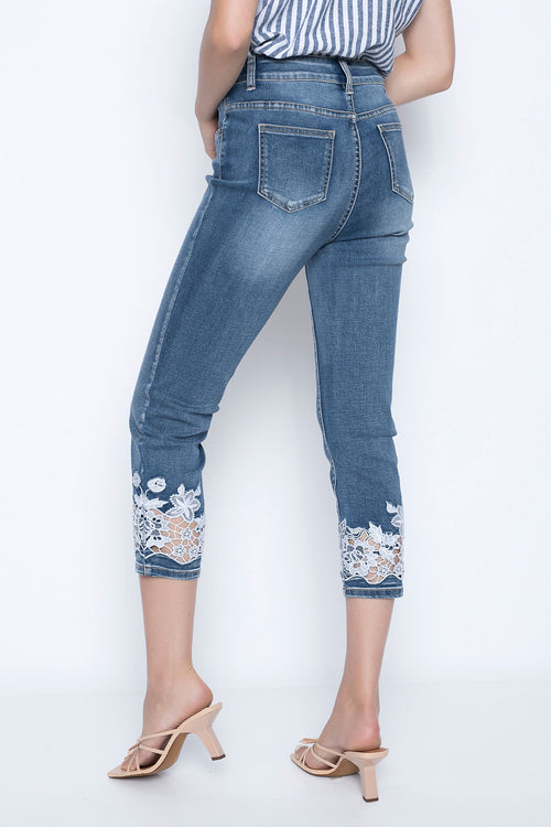 Cut-Out Embroidered Jeans by Picadilly Canada