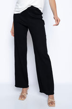 Pull-On Wide-Leg Pants Front View Black