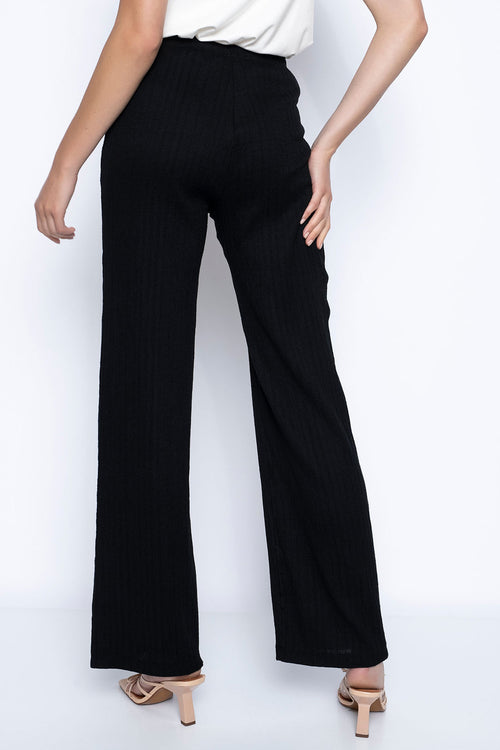 Pull-On Wide-Leg Pants Back View Black