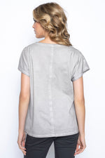 Embellished Top With Strap Back View Light Grey