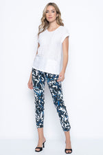 Lush Botanical Print Pull-On Straight Leg Pants full outfit view