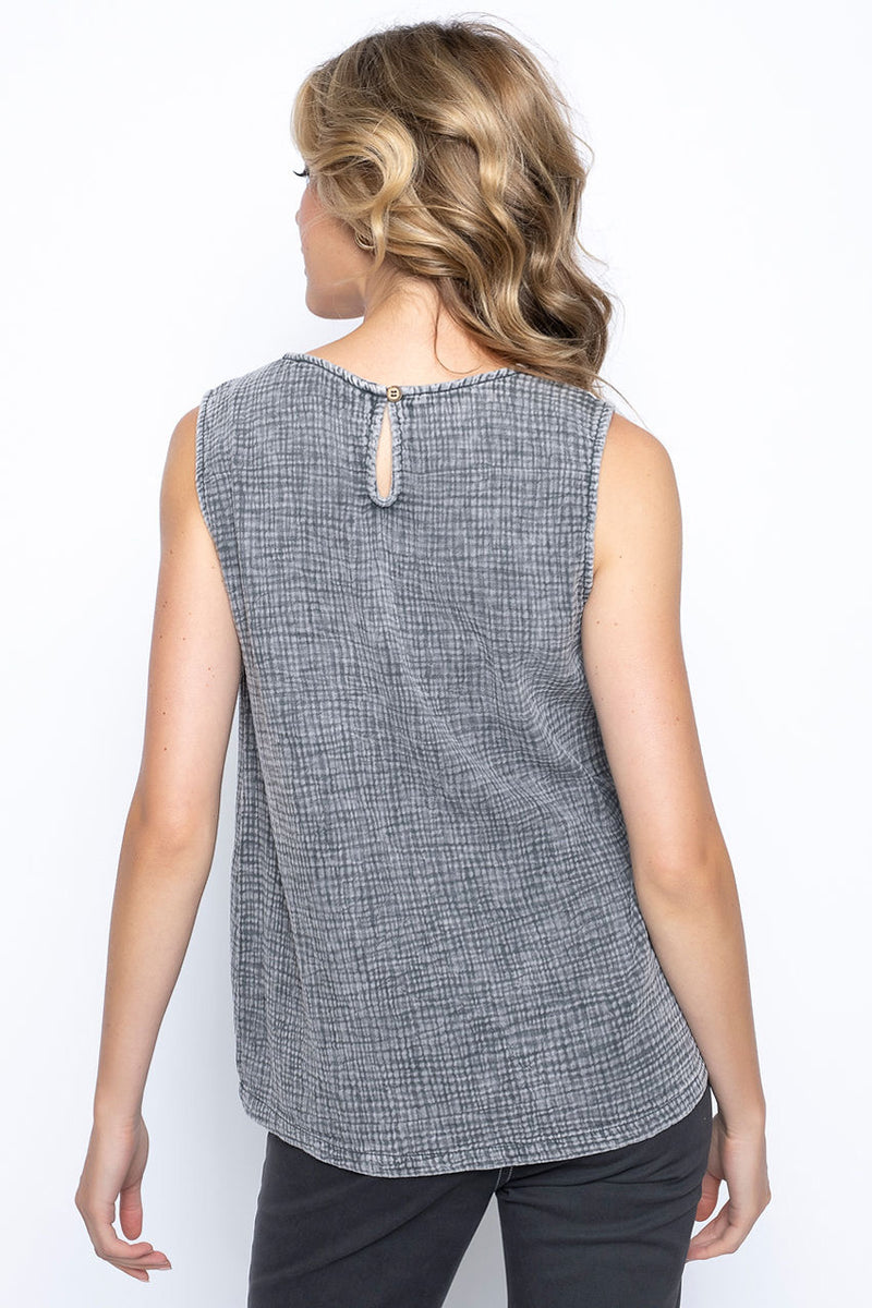 Ruched Drawstring Tank Back View Dove
