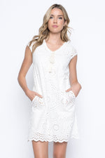 Cap Sleeve Dress in white close up