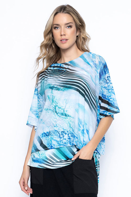 Mesh Overlay Dolman Sleeve Top Front view
