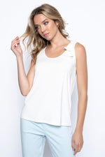 Bow Strap Tank Front View Off White