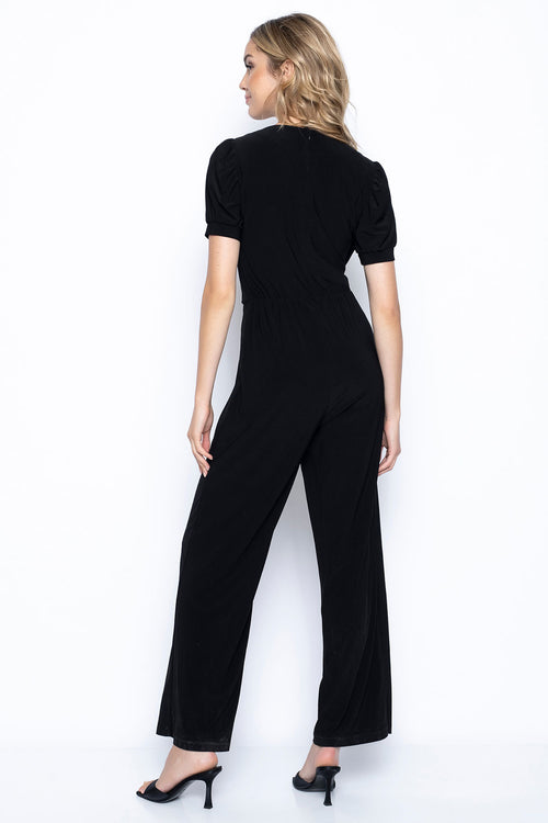 Ruched Sleeve Jumpsuit with Chain by Picadilly Canada