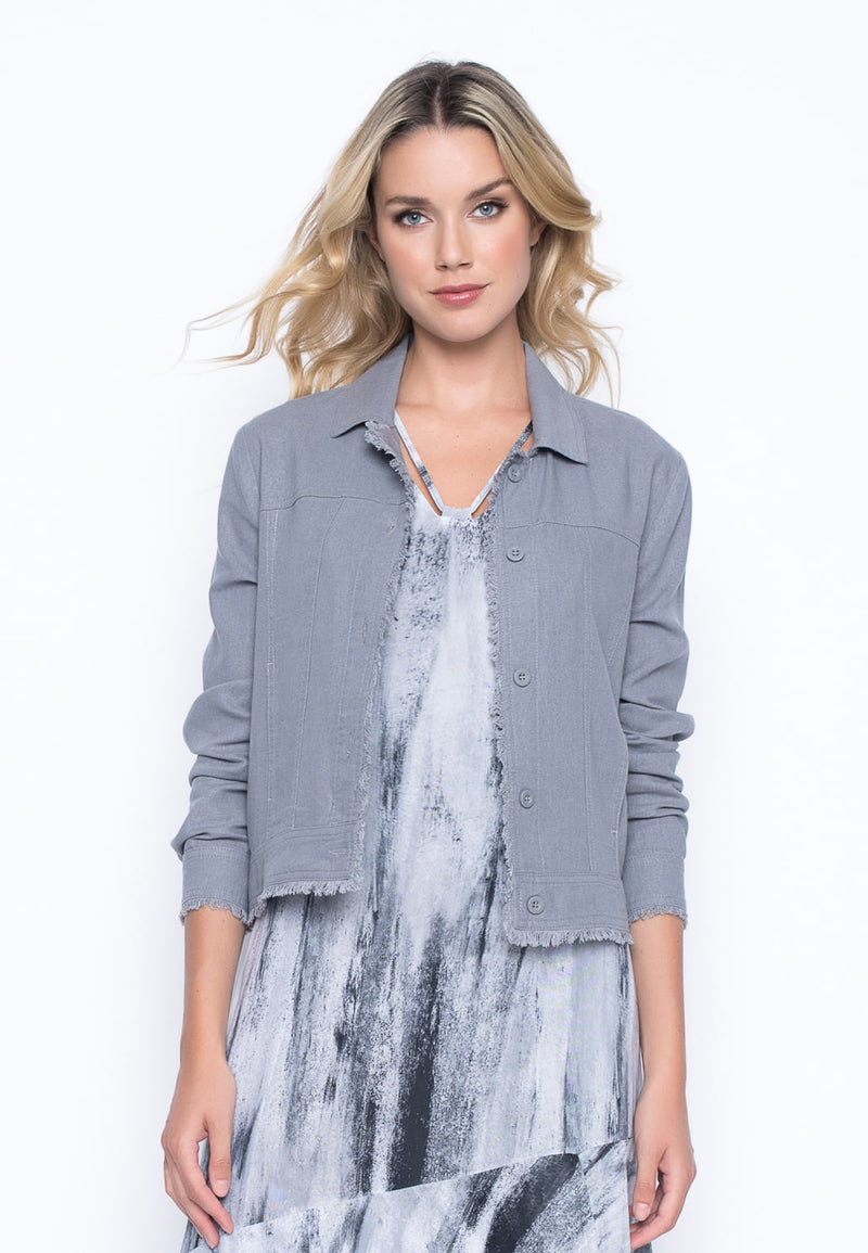 Button Front Jacket in grey by Picadilly Canada