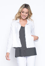 Button Front Jacket in white by Picadilly Canada