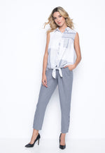 outfit featuring the Pull-On Slim Pants With Buttons in grey by Picadilly Canada