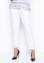 Pull-On Slim Pants With Buttons in white by Picadilly Canada