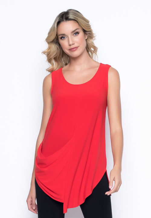 Draped Pocket Tank in red by picadilly canada