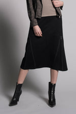 Zipper Trim Long Skirt in black by Picadilly Canada
