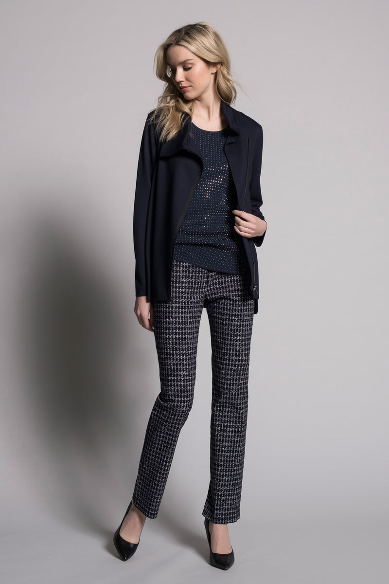 outfit featuring Dash Grid Print Pull-On Straight Leg Pants by Picadilly Canada