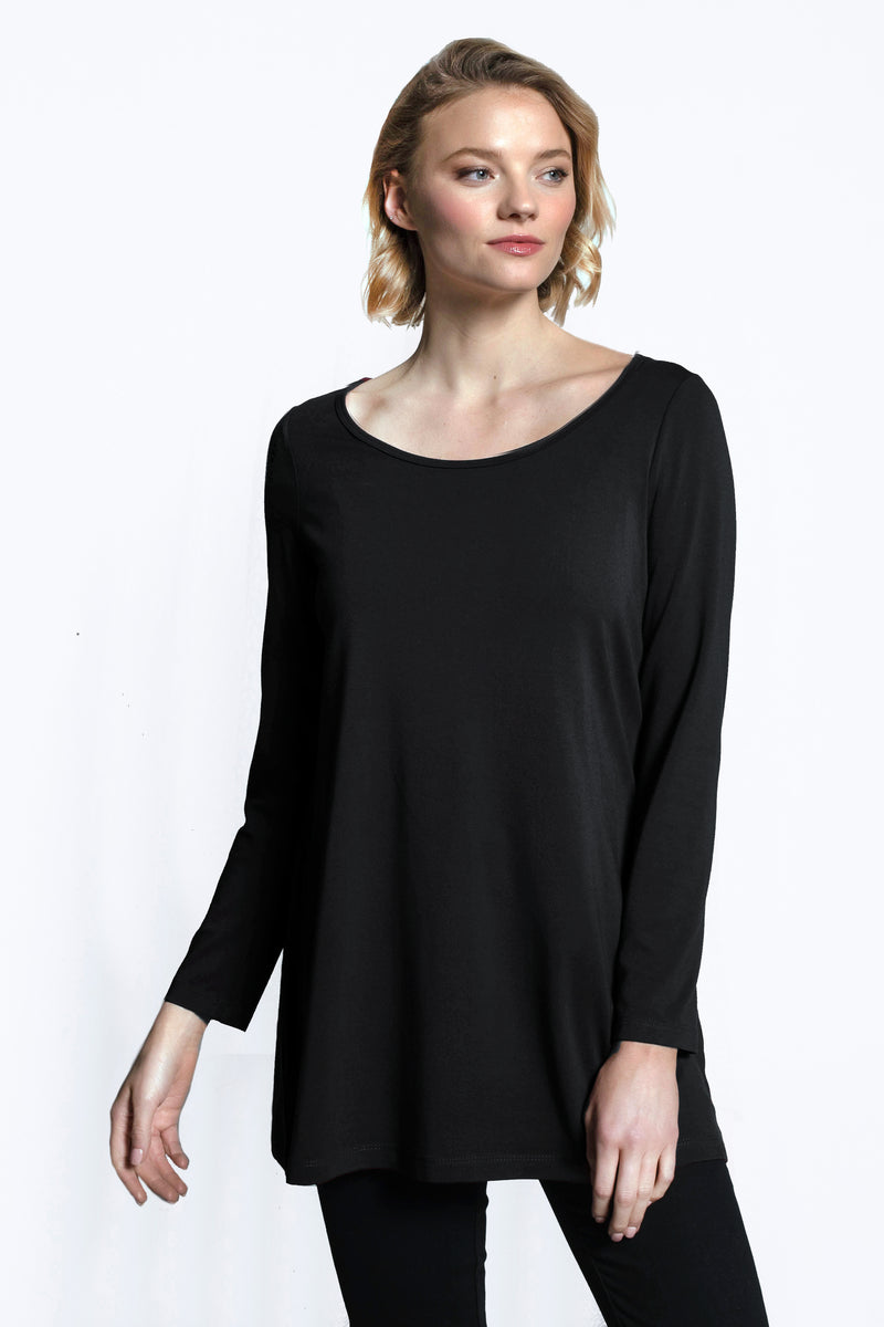 Long Sleeve Crew Neck Top in black by Picadilly Canada