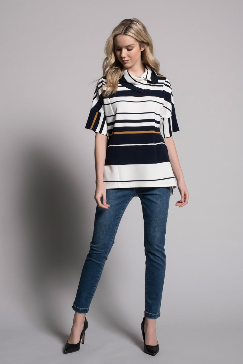 outfit featuring Draped Collar Dolman Sleeve Top by Picadilly Canada
