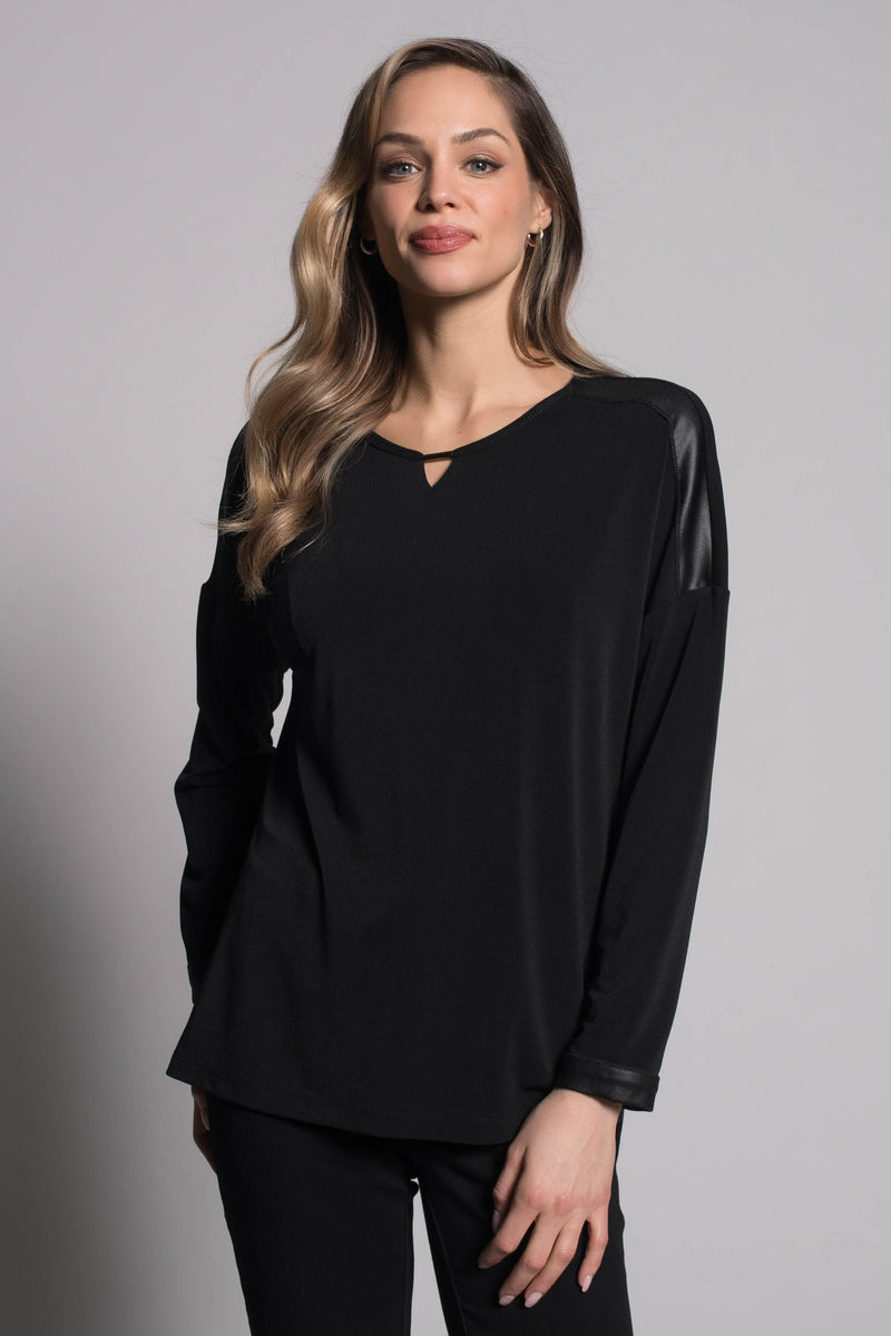 Long Sleeve Top with Keyhole Neckline by picadilly canada