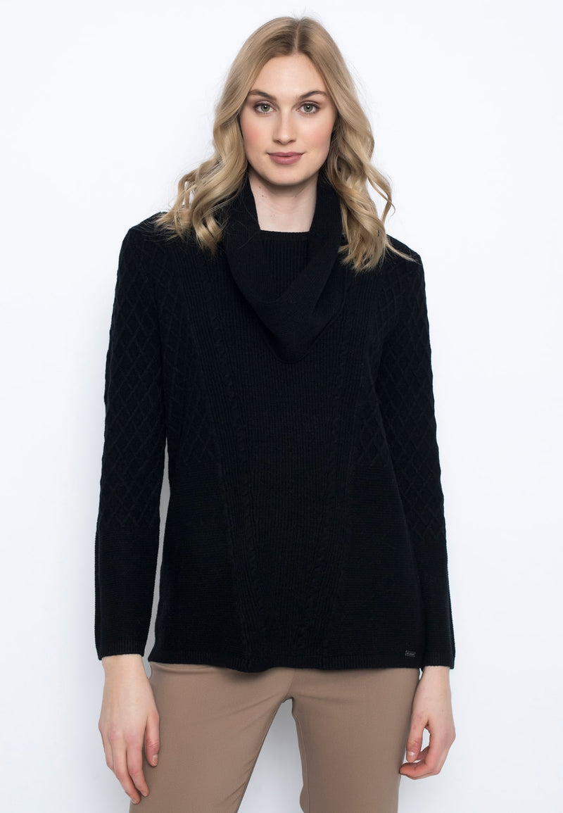 Diamond Textured Sweater in black by Picadilly Canada