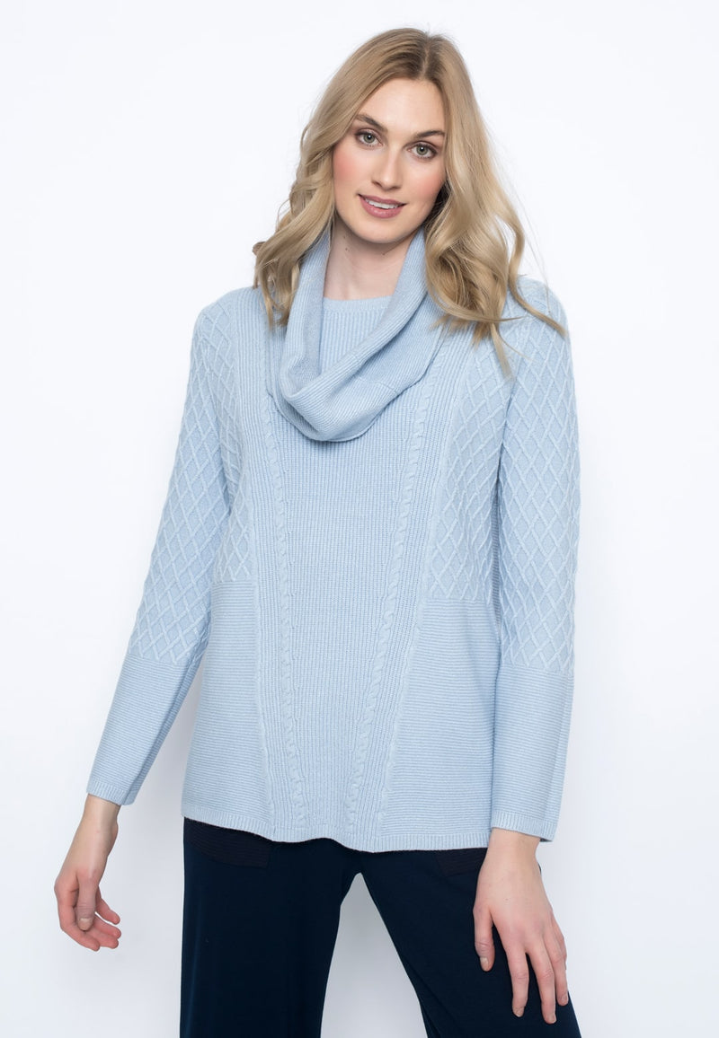 Diamond Textured Sweater in blue fog by Picadilly Canada