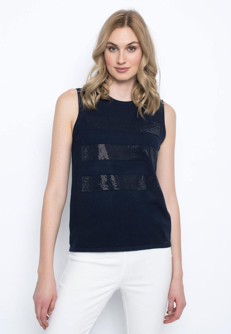 Embellished Tank in deep navy by Picadilly Canada