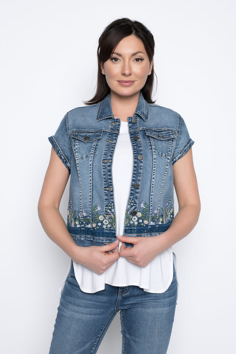 Embroidered Short Sleeve Jacket by Picadilly Canada