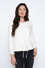 Button Trim Top With Drrawstring by Picadilly Canada