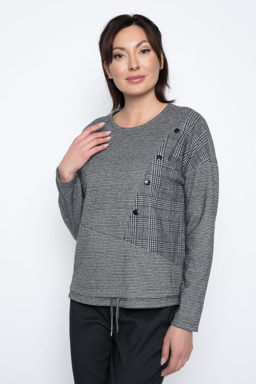 Diagonal Seamed Top with Drawstrings by Picadilly Canada