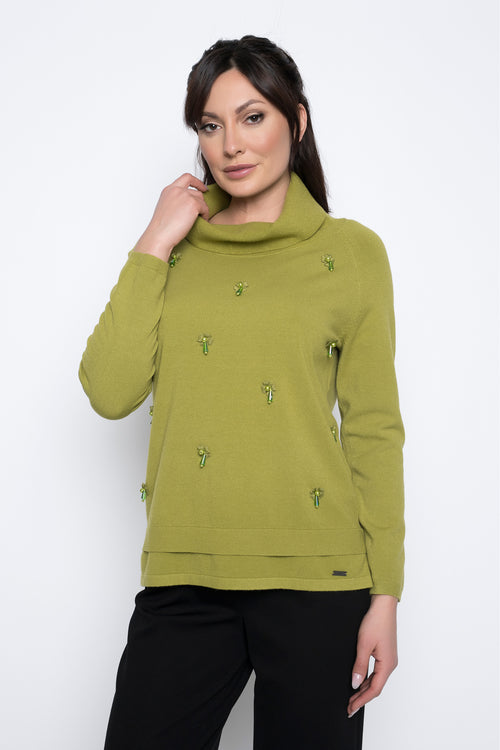 Embellished Turtle Neck Top by Picadilly Canada