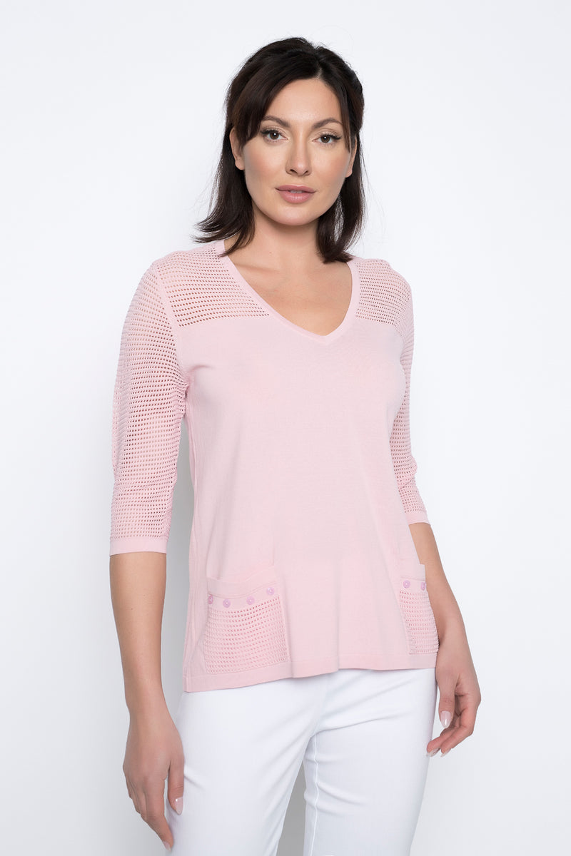 V-Neck Top with Pockets by Picadilly Canada