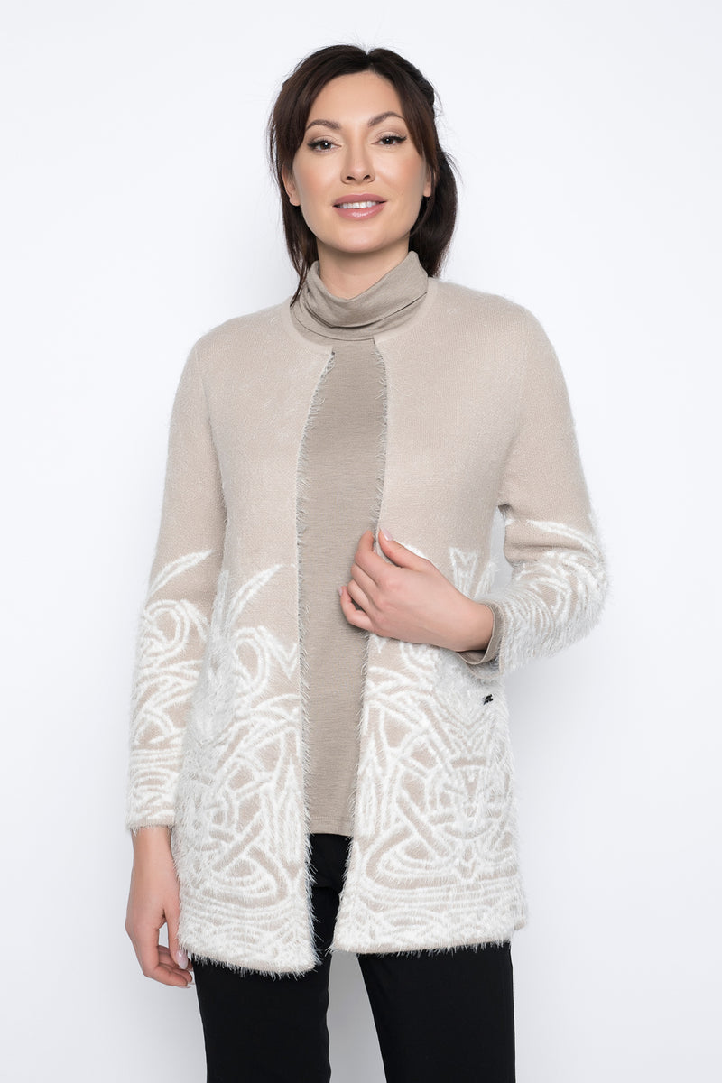 Long Sleeve Jacquard Sweater Jacket by Picadilly Canada