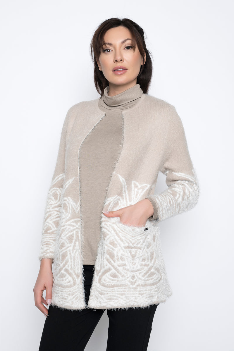 Long Sleeve Jacquard Sweater Jacket by Picadilly Canada