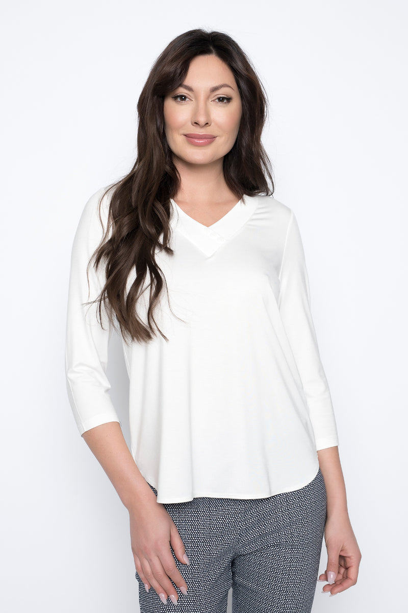 3/4 Sleeve Curved Hem Top by Picadilly Canada