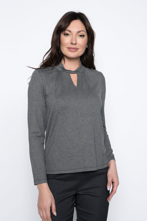 Twisted Mock Neck Top by Picadilly Canada