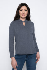 Twisted Mock Neck Top by Picadilly Canada