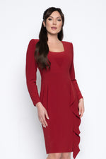 Long Sleeve Side Ruffle Dress by Picadilly Canada