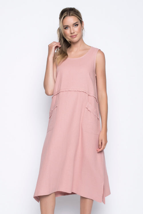 Sleeveless Maxi Dress with Pockets in rose cloud by picadilly canada