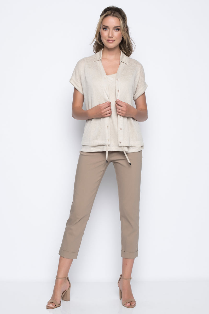 Cuffed Ankle Pants in taupe