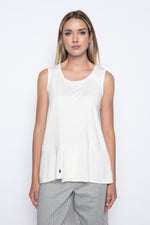Button Trim Tank With Drawstring in white by picadilly canada