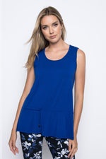 Button Trim Tank With Drawstring in royal blue by picadilly canada