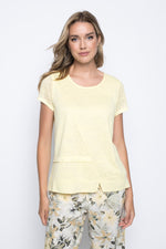Short Sleeve Top with Buttons in yellow by picadilly canada